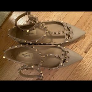 Valentino Rockstud Caged Leather Ballet Flat
